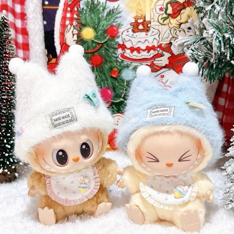 17cm/10cm Doll Clothes Fashionable and Cute Dress-up Clothes for Labubu DIY Doll Accessories, Hats&Bibs, A Complete Set of Clothes, Labubu clothes. Labubu doll outfits(no dolls)