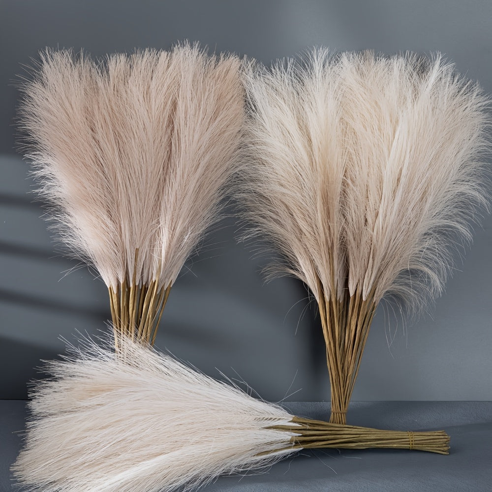 15pcs Elegant Faux Pampas Grass Bundle, 55.88cm - Cream & Light Brown, Ideal for Home Decor | Perfect for Living Room Display in White Vases, No Container Needed | Great for Christmas, Halloween, Easter, Thanksgiving, Mother's Day Decorations, Garden Deco
