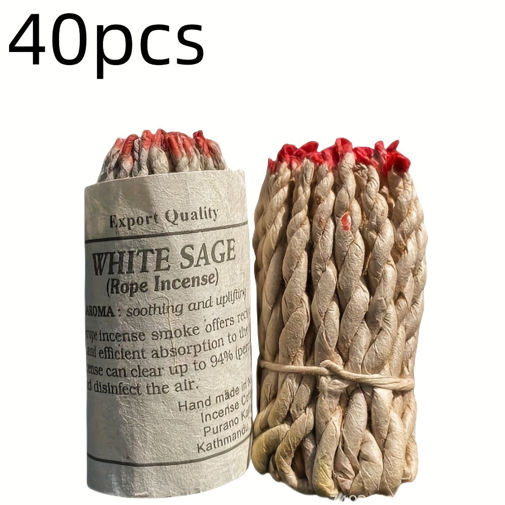 40pcs of Himalayan Rope Incense , Spiritual Blessings, And Elimination of Negative Energy. Handmade Traditional Rope Incense with White Sage, Sabbatical, Patchouli, And Cedar.
