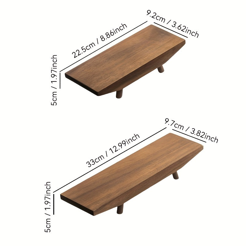 1pc Solid Camphor Wood 2-Tier Decorative Tray
