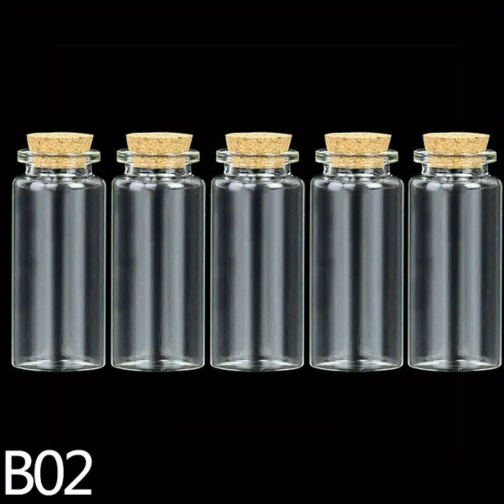 [Mini DIY Glass Cork Jar] 5Pcs Mini Glass Bottles With Cork Empty Christmas Wish Bottles For DIY Message Vials Jars Crafts Pendants Home Wedding Ornaments, Mini DIY Glass Bottle Delicate And Lovely Cork Drift Blessing Wishing Prayer Jar Vial, Mini Tiny Cl