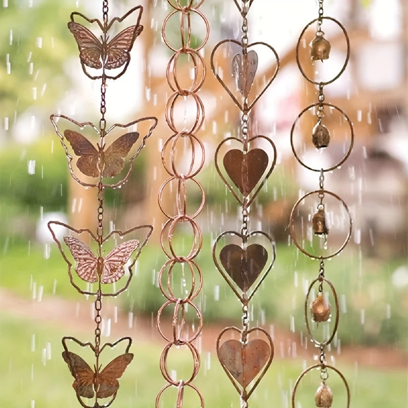 Metal Wind Chimes - Charming Butterfly Rain Chain Garden Art, Indoor/Outdoor Decorative Iron Crafts
