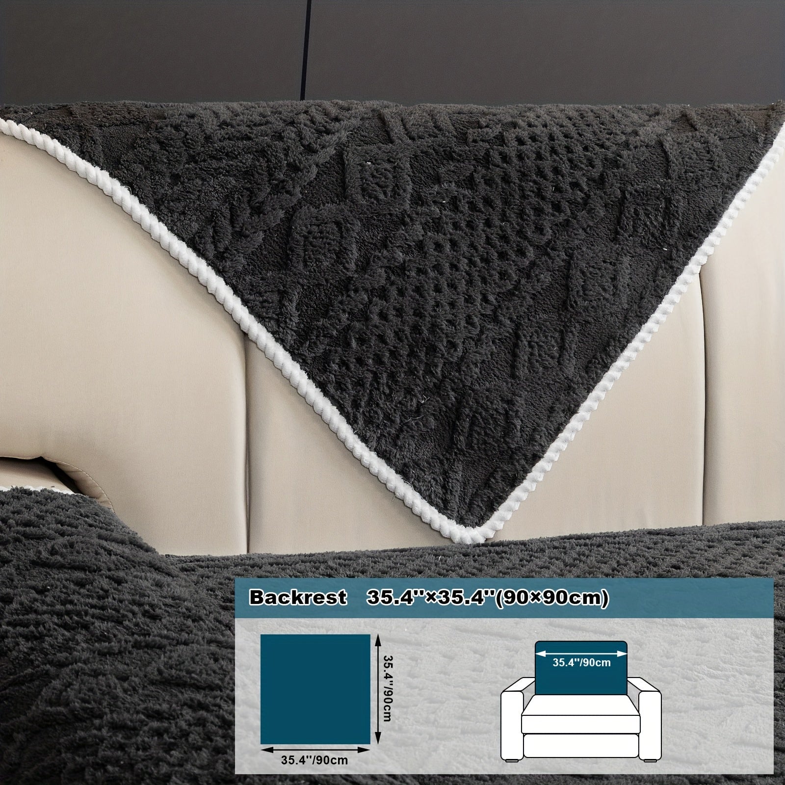 Classic Jacquard Shu Velveteen Sofa Cover - Pet-Friendly, Non-Slip, Machine Washable, Breathable 100% Polyester, 1pc