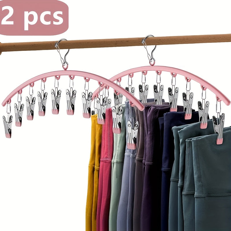 1pc/2pcs Pink Black Metal Clip Hanger with 10 Clips to Hold 10 Gaiters, Hangers, Space Saving Hanging Closet Organizer for Closet Organizer And Storage 319570992