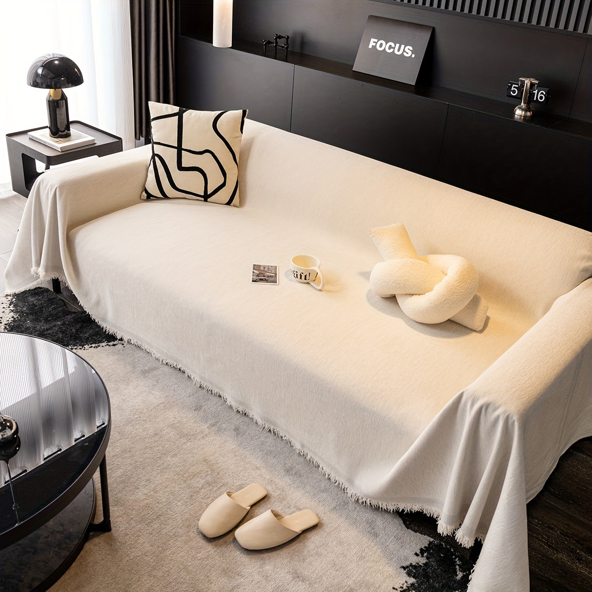 1pc Pet-Friendly Sofa Cover - Washable, Modern Gray Chenille Slipcover for 3-4 Cushion Sofas, Sectional Couch Protector for Living Room Furniture, Petfriendly Design, Sofa Protection Cover