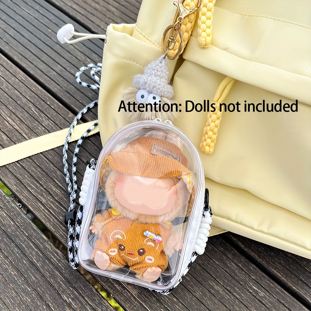 MISFANS Labubu Doll Crossbody Bag - Cute Transparent Purse with Pastel colors (Pink, Yellow, Clear), Adjustable Strap & Zipper Closure, Compact Bag for Girls, Teens, Anime Fans - Halloween/Christmas Gift Idea (Dolls Not Included) - Everyday Essentials Org