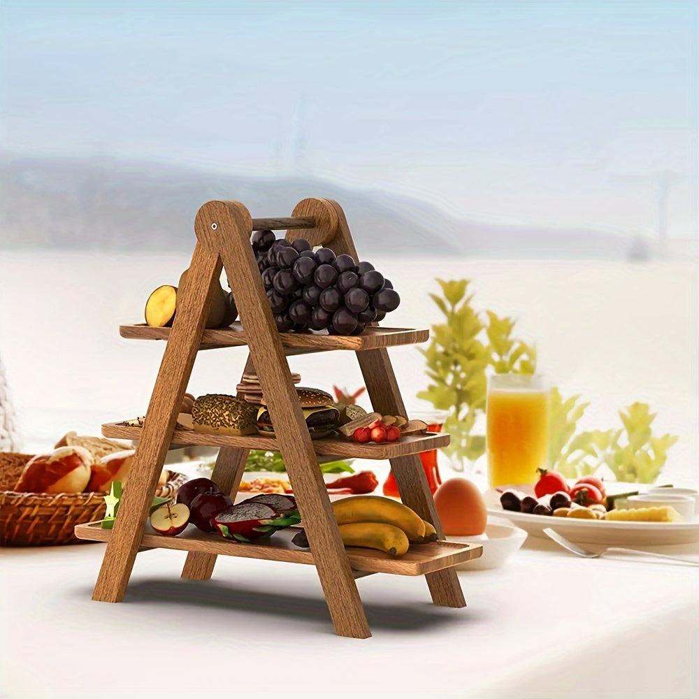 1-Tier Rustic Wooden Tray Rack - Versatile 3-Tier