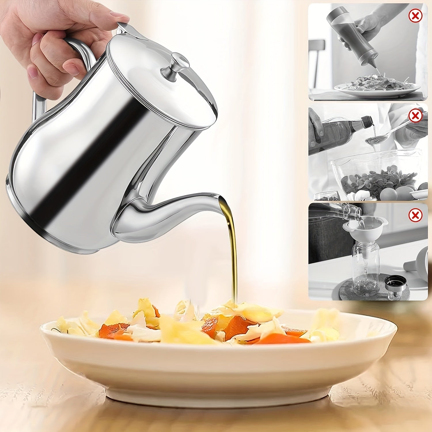 [Oil Strainer] Stainless Steel Oil Strainer Pot | 2pcs | 13oz + 18oz | Fine Mesh Strainer | Home Kitchen