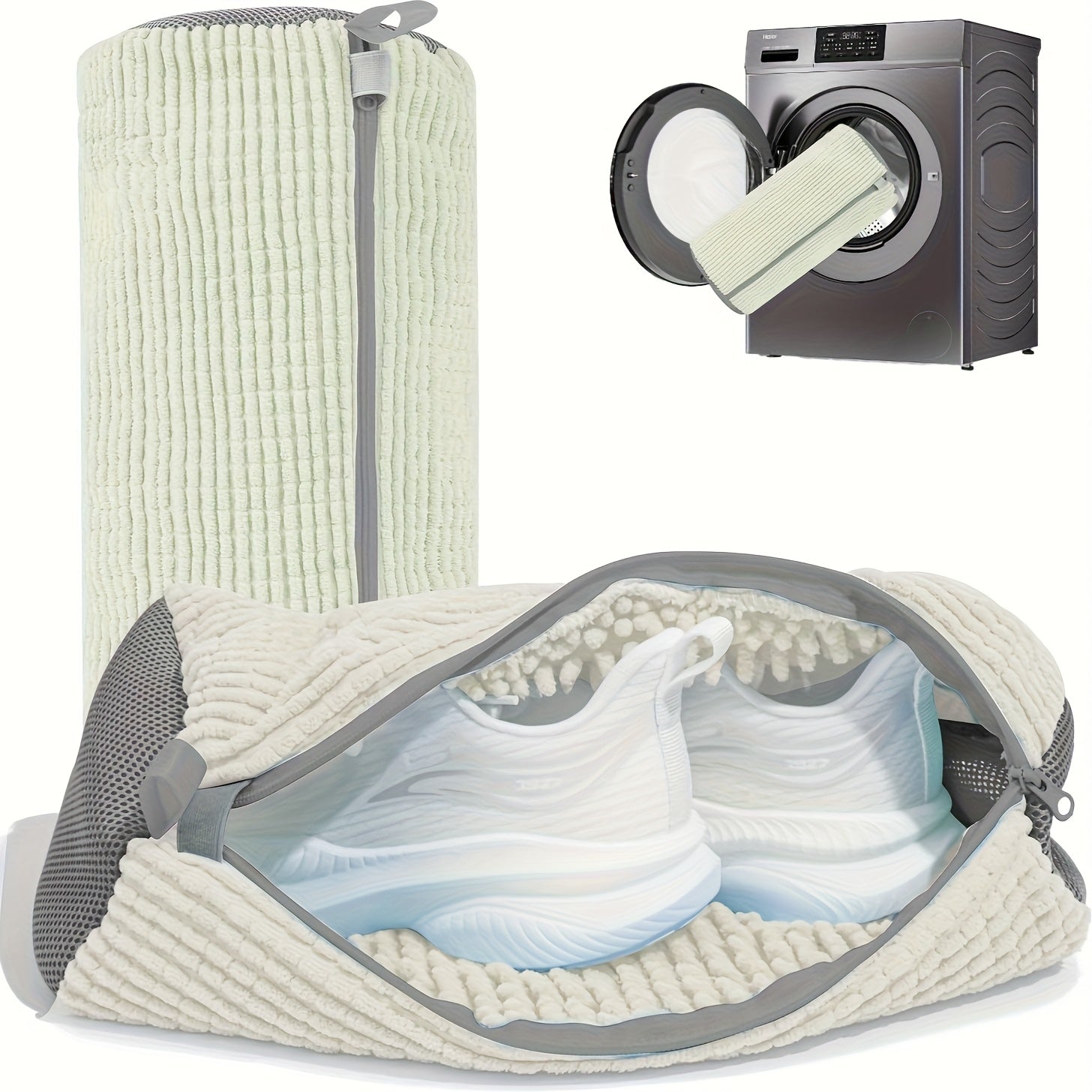 360° Deep Cleaning Shoe Washing Machine Bag: Washing Machine and Dryer Laundry Shoe Bag - Reusable Shoe Cleaning Bag, Suitable for Sports Shoes and Tennis Shoes, Stain-Free Cleaning Set, Size 39cm*19cm Fits Most Shoe Sizes and Types, Durable Invisible Zip