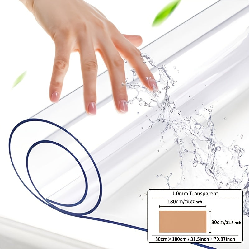 1pc Luxury Transparent Tablecloth - 1.0mm Thick PVC, Scratch & Heat Resistant, Protective Film for Dining & Coffee Tables - Ideal for Home, Office, Hotel Use - Elegant Square Design, Tablecloth