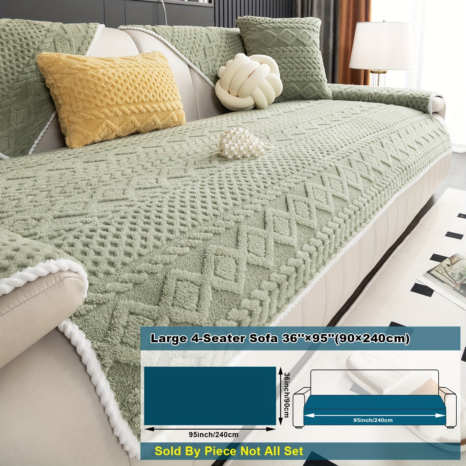 Classic Jacquard Shu Velveteen Sofa Cover - Pet-Friendly, Non-Slip, Machine Washable, Breathable 100% Polyester, 1pc