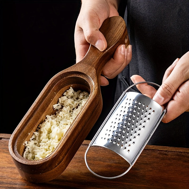 Premium Acacia Wood Handle Stainless Steel Cheese Grater
