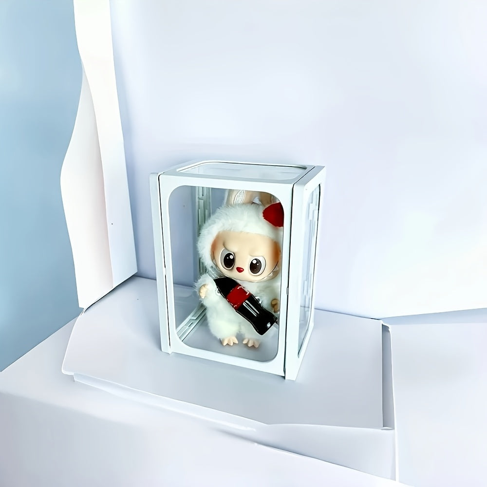 LABUBU Doll Display Stand | Stackable Organizer | Dual Mode Standing/Sitting Display Case, Suitable for Labubu Figures | Acrylic Cabinet Protects Your Collection | Popular Art Toy Gift for Collectors