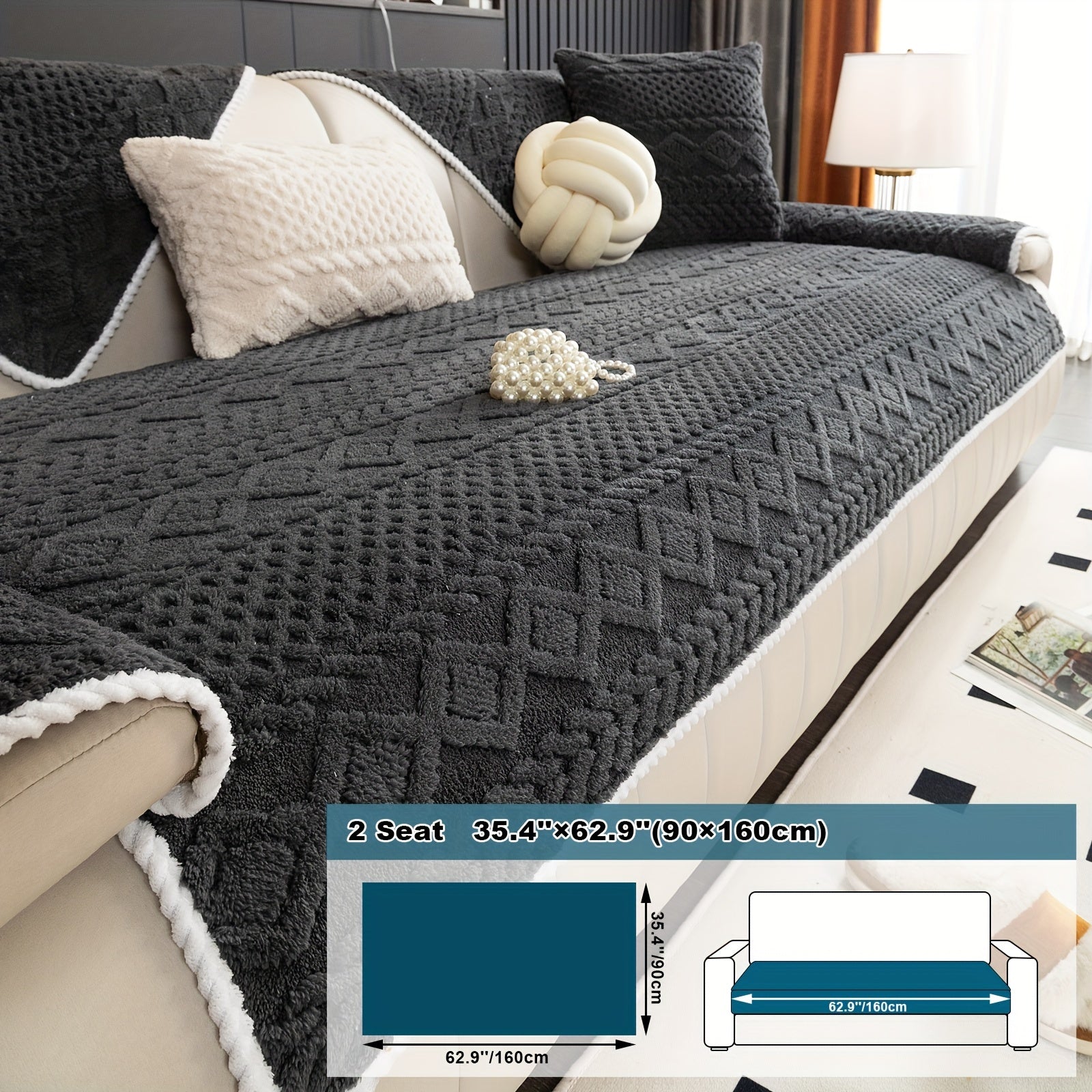 Classic Jacquard Shu Velveteen Sofa Cover - Pet-Friendly, Non-Slip, Machine Washable, Breathable 100% Polyester, 1pc
