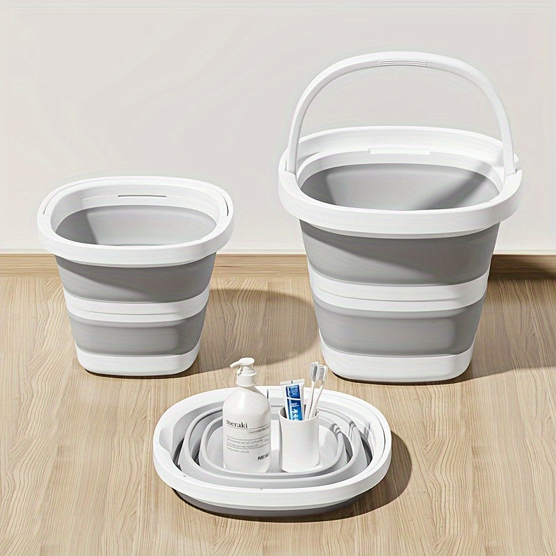 1pc Folding Bucket, Portable Plastic Bucket that Does Not Take Up Too Much Space When Folded, Portable Outdoor Car Fishing Bucket, Household Large Capacity Dirty Clothes Basket, Washing Bucket, Foot Soaking Bucket, Multifunctional Folding Bucket, Storage