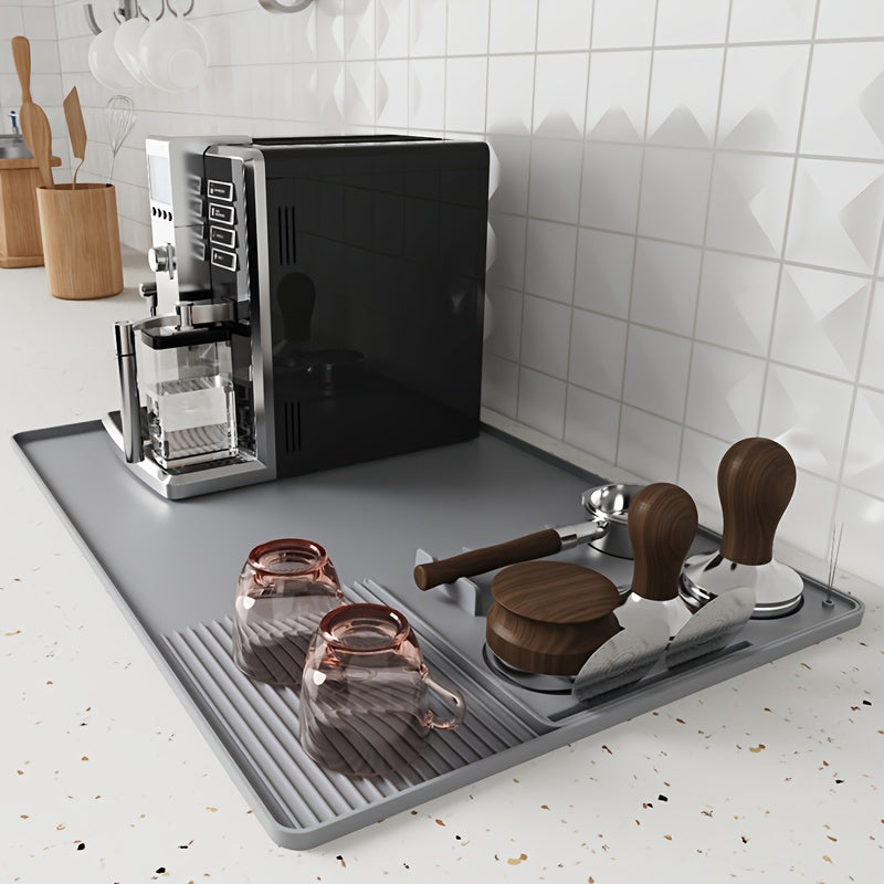 Easy-Clean Silicone Coffee Bar Mat with Tamping Pad
