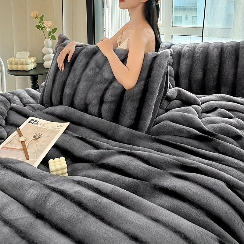 High-end soft striped multifunctional blanket