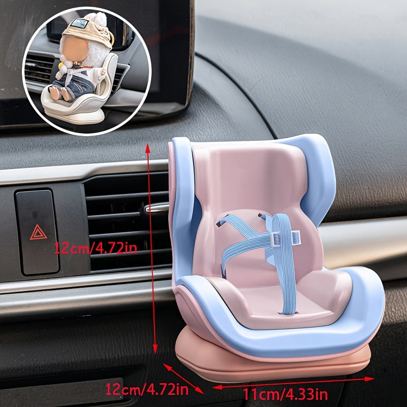 Doll Car Seat with Air Vent Clip & Desktop Stand - Pastel Pink/Blue, Secure Clip-On Base, Compatible with Labubu & 10-17cm dolls - Cute Car Interior Decor, Collector's Display Accessory for Doll enthusiasts & Mystery Box Fans, Playful Design, Wellcrafted