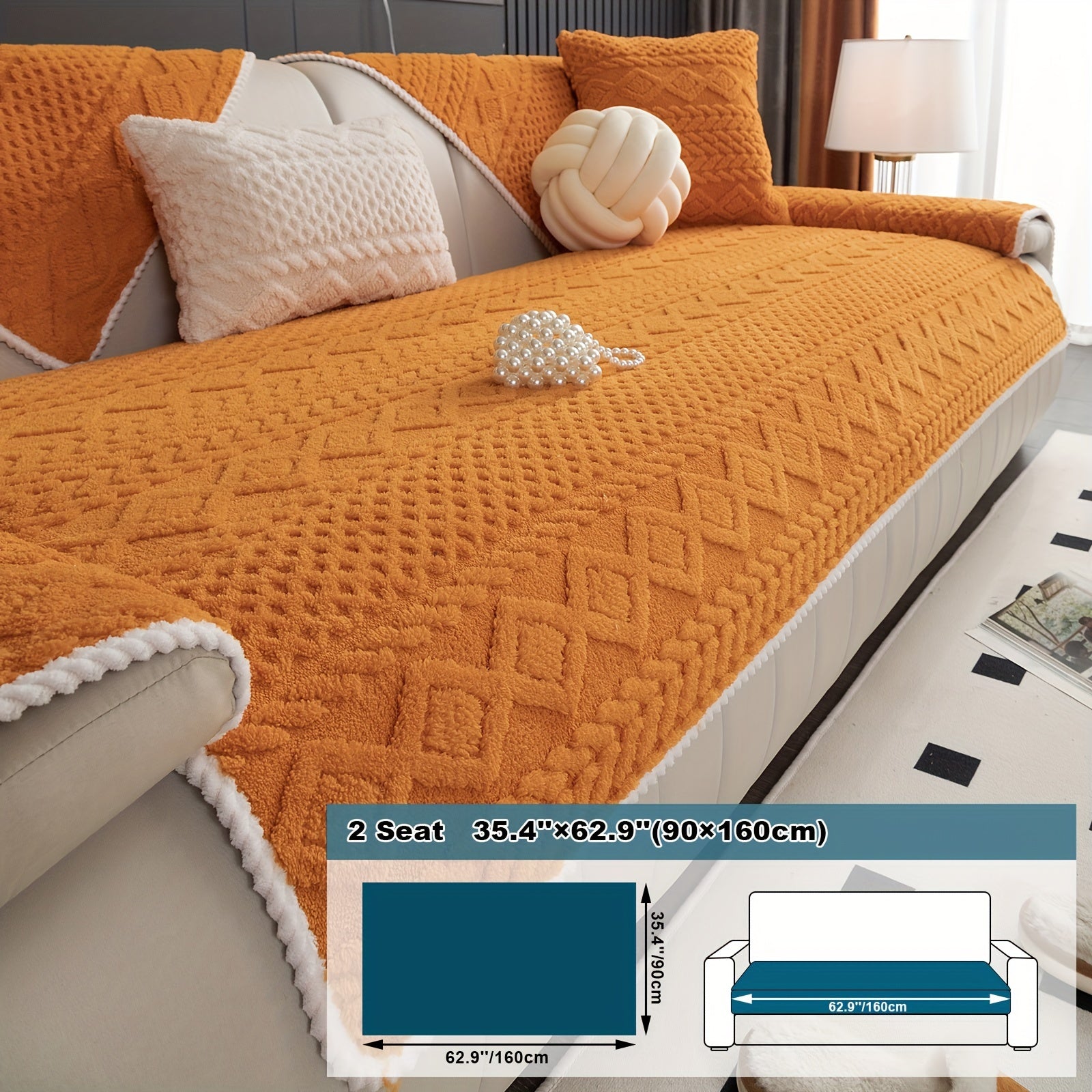 Classic Jacquard Shu Velveteen Sofa Cover - Pet-Friendly, Non-Slip, Machine Washable, Breathable 100% Polyester, 1pc