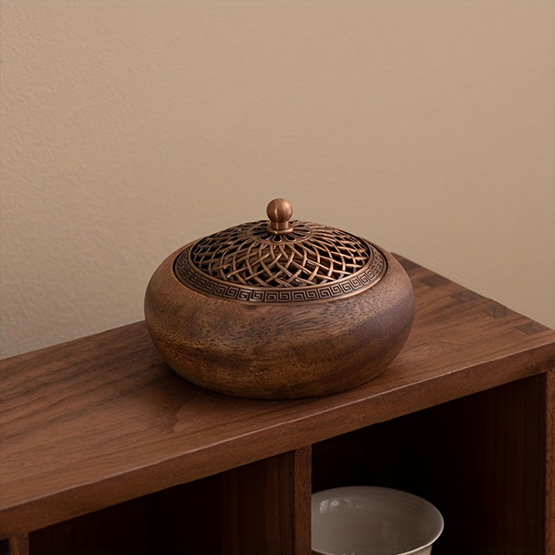 Elegant Vintage Walnut Wooden Incense Holder