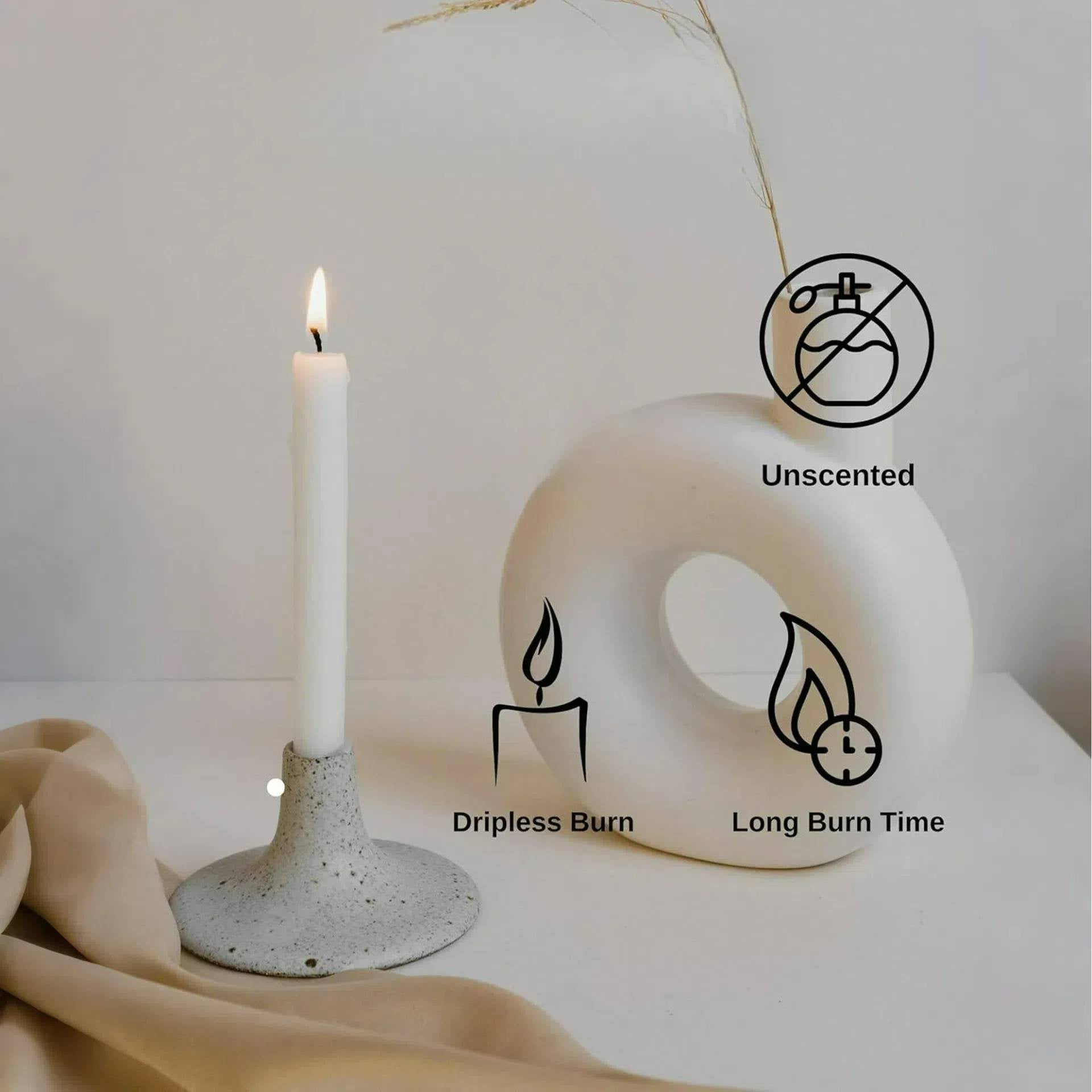 Set of 31 White Spell& Chime - Premium Mini Taper Candles for Rituals, Prayer, Birthdays, Meditation, Altar- 10.16 cm Tall, Unscented(White)