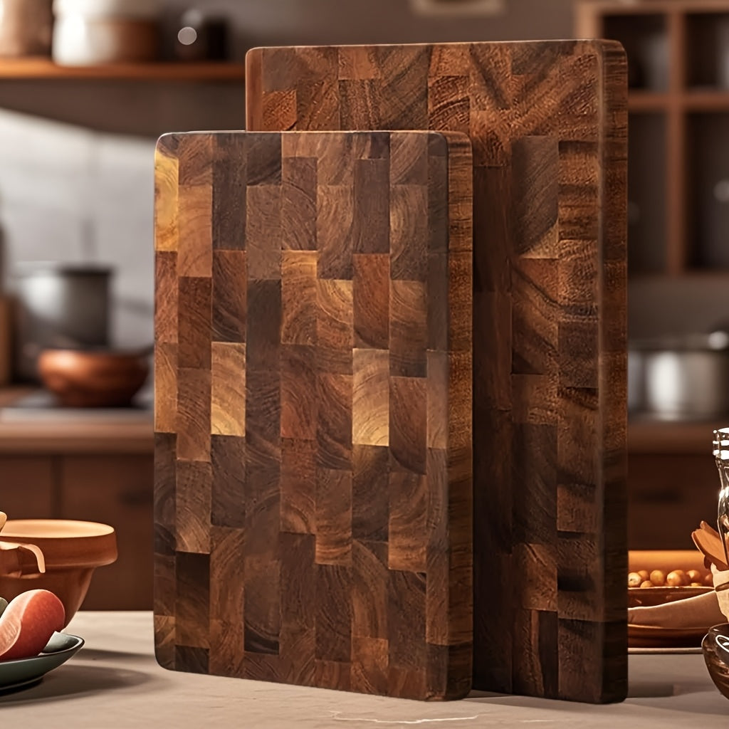 1pc Premium Acacia Wood Cutting Board - Double-Sided, Durable & Hygienic Kitchen Essential for Meat, Cheese, Bread, Vegetables & Fruits - Rustic Design with Natural Wood Grain, Perfect for Home & Professional Use, Food Preparation | Stylish Chopping Board