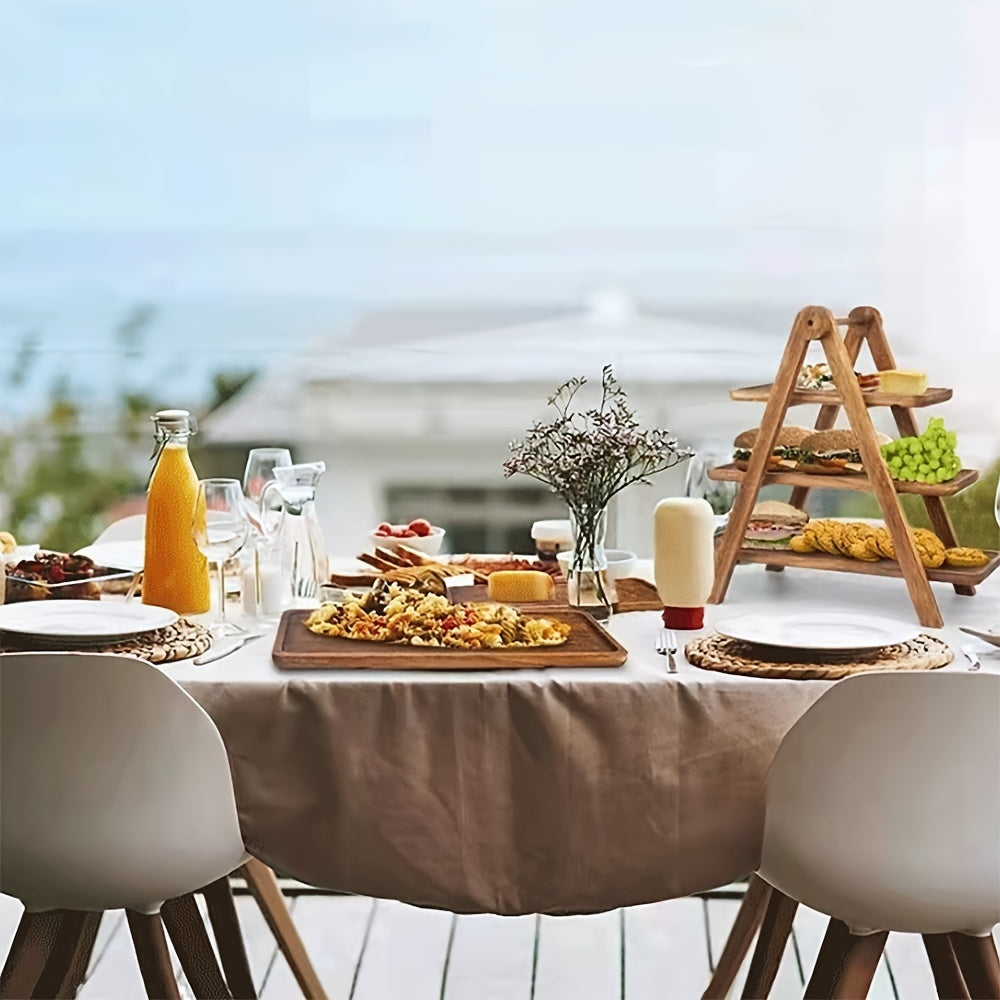 1-Tier Rustic Wooden Tray Rack - Versatile 3-Tier