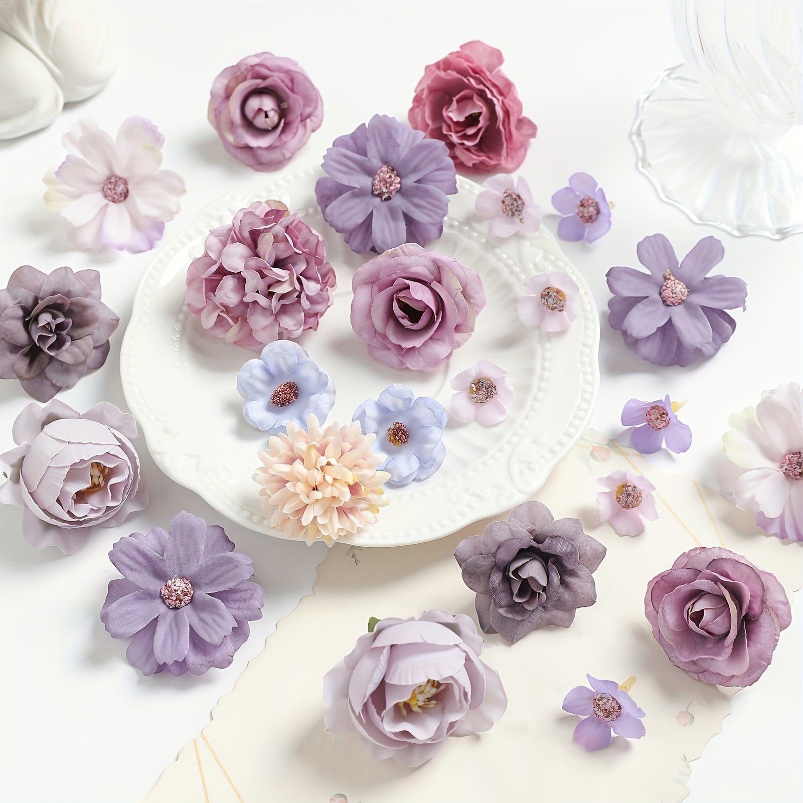 Artificial Rose 20pcs Fake Flower Head Set - For Wedding, Christmas, Home Decorations - Without Container, No Electricity, No Battery - Occasion: Engagement, Halloween, Thanksgiving, Valentine's Day, Graduation - Plant Type: Daisy