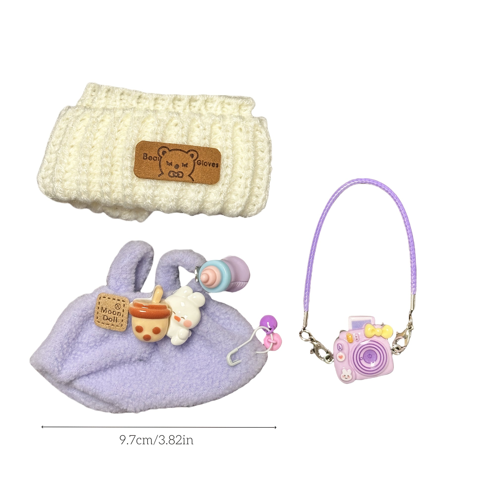 Labubu Fashion Clothes Set for Doll(NO Doll), Handcrafted Crochet 3pcs Set, Cute Clothes, Bag, Hat, DIY Stylish Fun Labubu Clothes Accessories for Daughter Birthdays, Anniversary Holiday Gifts