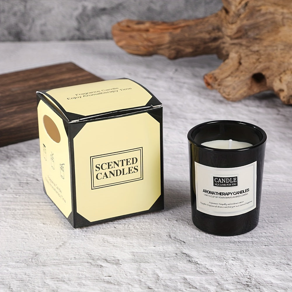 1 shiny black glass aromatherapy candle, lavender sandalwood fragrance, home creative decoration, birthday party gift, smokeless fragrance candle, Perfect for Thanksgiving