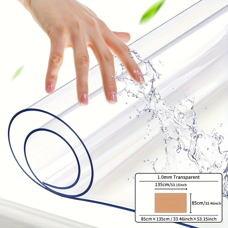 1pc Luxury Transparent Tablecloth - 1.0mm Thick PVC, Scratch & Heat Resistant, Protective Film for Dining & Coffee Tables - Ideal for Home, Office, Hotel Use - Elegant Square Design, Tablecloth