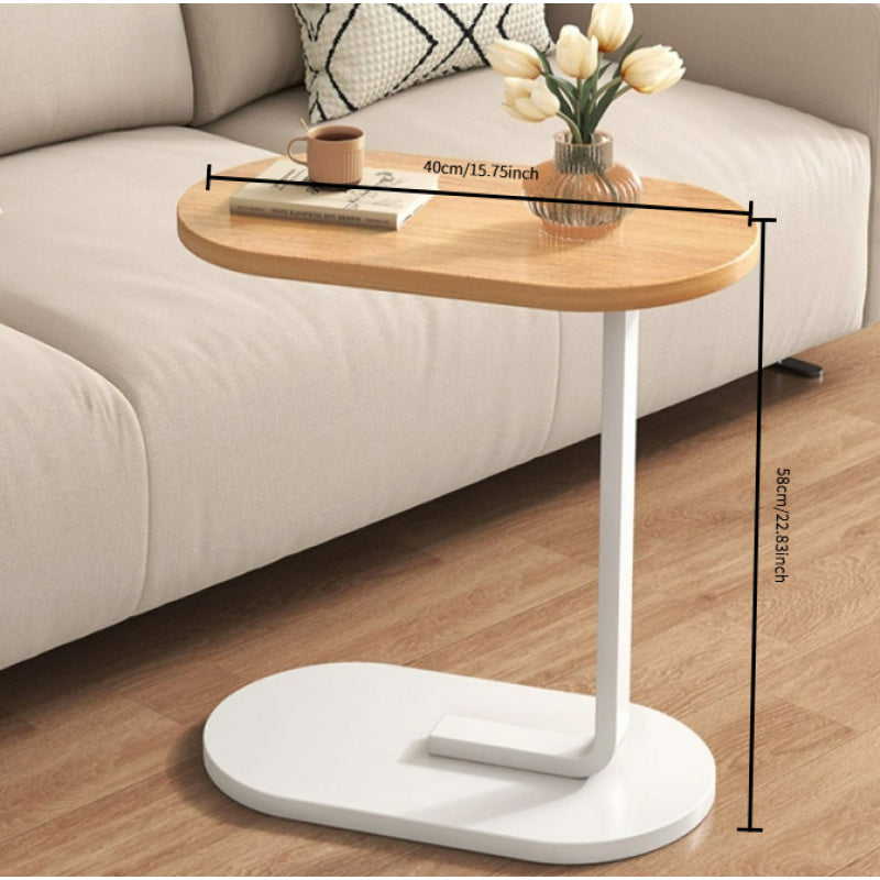 Cozy Appeal| Elegant Walnut Wood C-Shaped Side Table - Modern Durable Construction with Sturdy Black Metal Frame - Compact Design Ideal for RVs and Homes, Easy to Carry, Bedroom Side Table|Modern Side Table|Wood Metal Mix, Room Decor RV Tables