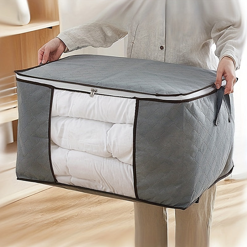 1pc Polyester Garment Storage Bag with Handles, Transparent Window, Large Capacity, for Clothes and Quilts, Wardrobe Closet Organizer, Space Saver for Home, Bedroom, Dorm