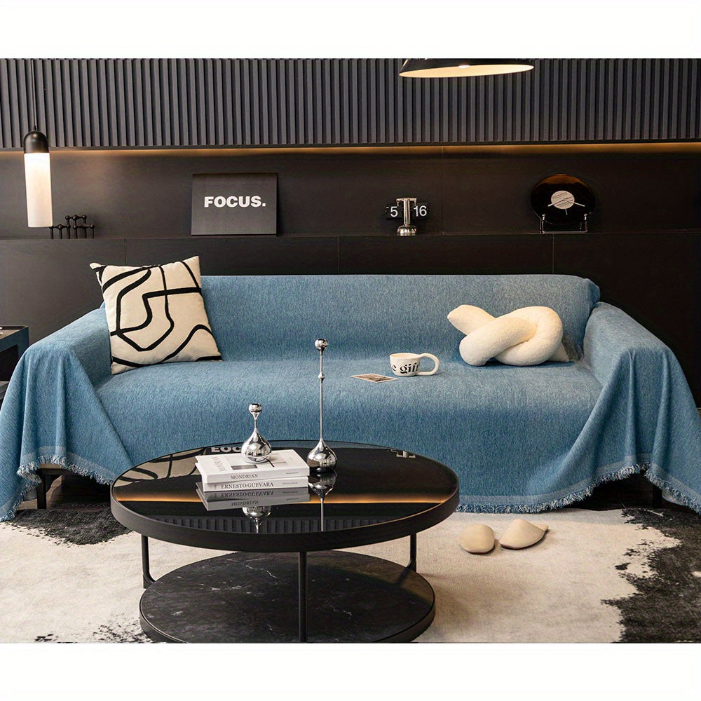 1pc Pet-Friendly Sofa Cover - Washable, Modern Gray Chenille Slipcover for 3-4 Cushion Sofas, Sectional Couch Protector for Living Room Furniture, Petfriendly Design, Sofa Protection Cover