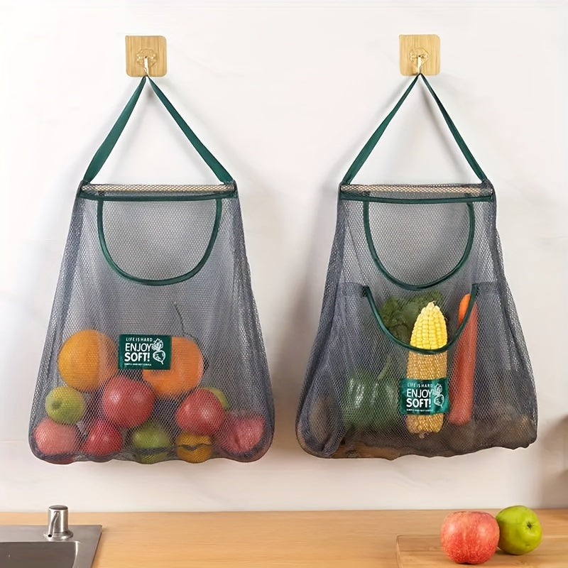 [Wall-Mounted Mesh Bag Organizer] Versatile Kitchen Storage Mesh Bag - Wall-Mounted Organizer for Fruits, Vegetables, Ginger & Garlic | Essential Home Accessory