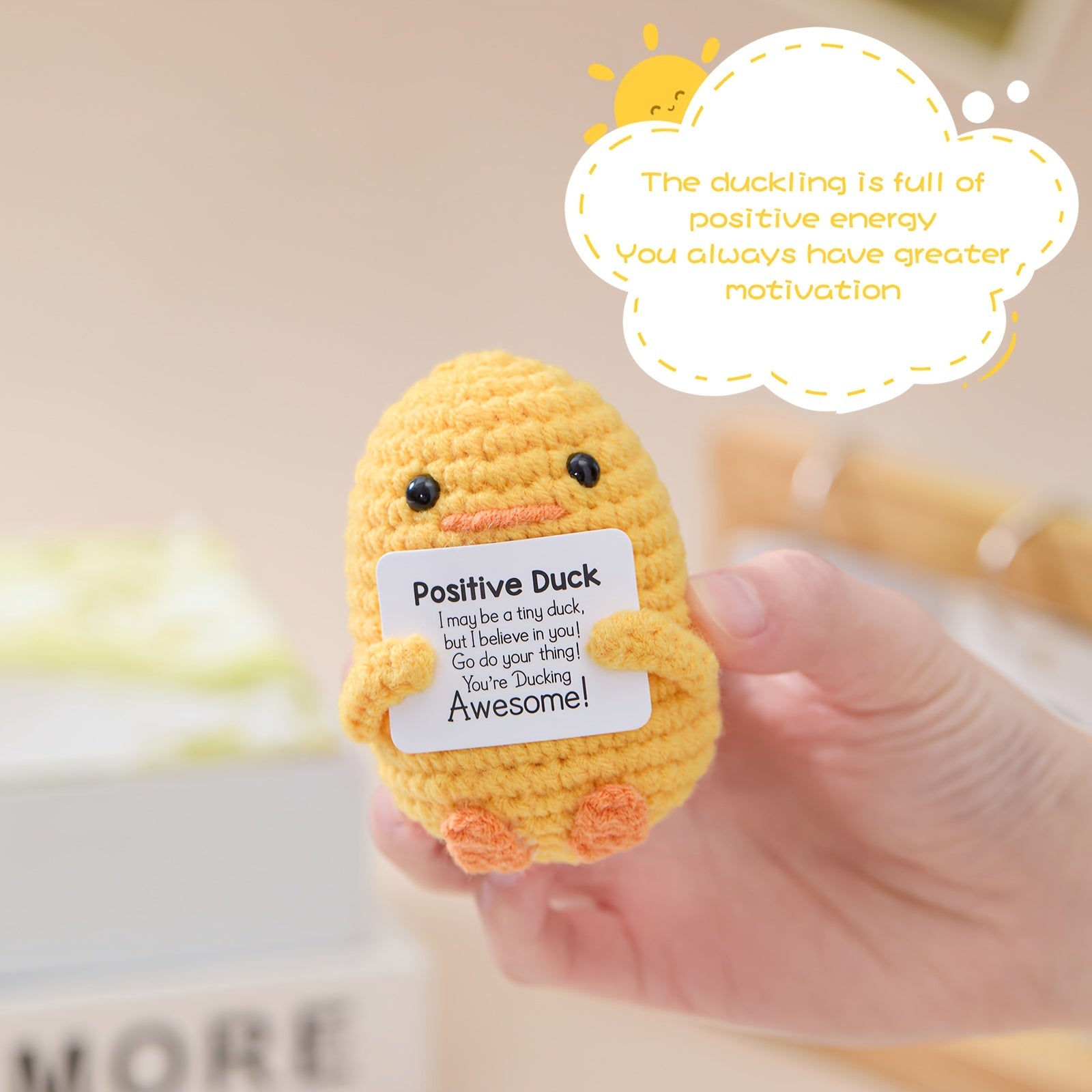 Cute Grey and White Handmade Crochet Positive Penguin - 1pc Emotional Support Penguin with Inspirational Card - Ideal for Birthday, Christmas, Valentine's Day Gifts