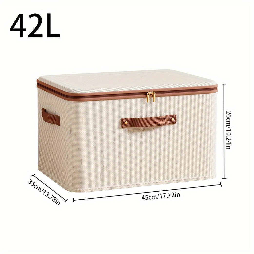 Linen Zipper Quilt Storage Bins with Lids, linen Fabric