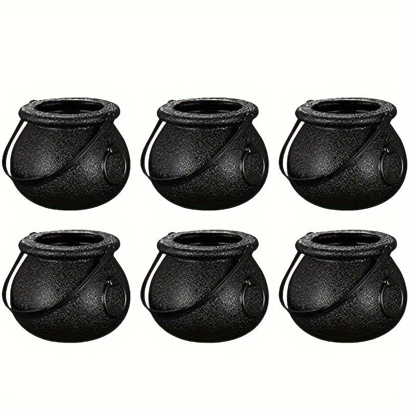 6pcs Mini Cauldron Kettles, Novelty Kettles, Halloween Black Cauldrons Holder, Witches Cauldron, Cauldron Pot Party Favors-(non-food contact)