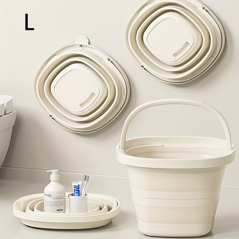1pc Folding Bucket, Portable Plastic Bucket that Does Not Take Up Too Much Space When Folded, Portable Outdoor Car Fishing Bucket, Household Large Capacity Dirty Clothes Basket, Washing Bucket, Foot Soaking Bucket, Multifunctional Folding Bucket, Storage