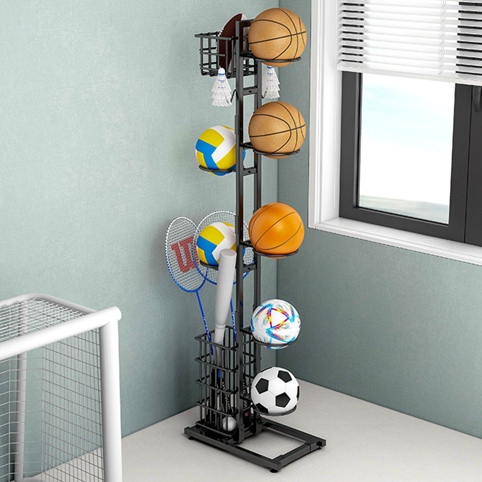 Hat Racks Ball Storage Rack Multi-Layer Basketball Organizer Rack