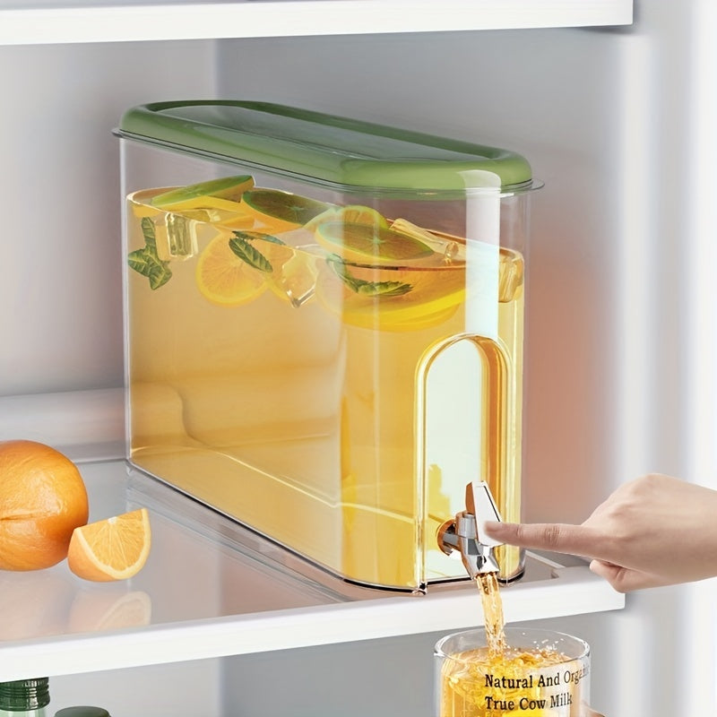 4L Plastic Refrigerator Beverage Dispenser with Spigot - Large Capacity Cold Drink Pitcher, Fruit Infuser Water Jug for Juice, Tea, Cold Brew, Household Beverage Tub with Tap (Set of 1)