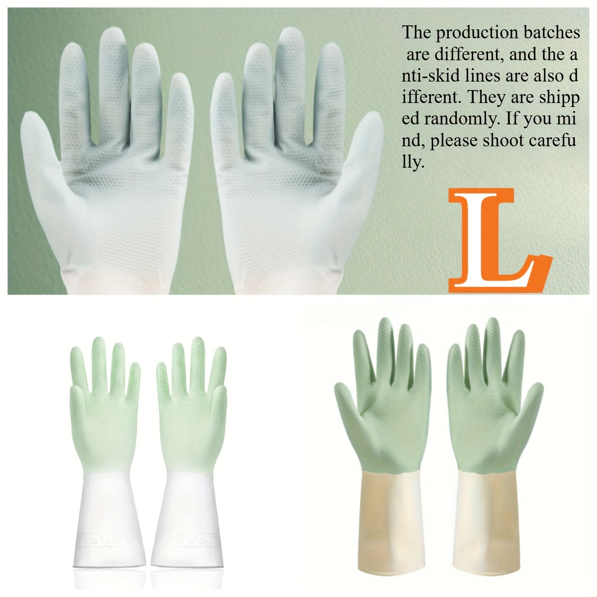 3 Pairs of Thick, Waterproof Latex Kitchen Gloves - Beige & Mint Green, Non-Slip Grip for Dishwashing, Cleaning, and Household Chores, Material, Perfect for Kitchens, Bathrooms, and Living Areas, Cleaning Gloves | Ergonomic Gloves | Durable Rubber Gloves,
