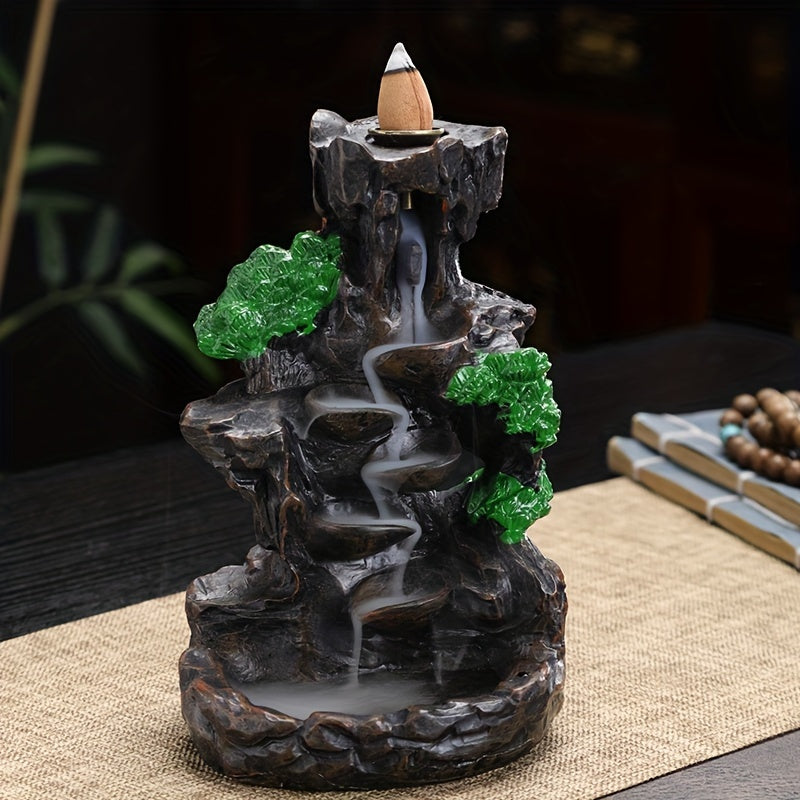 1pc, Mountain Design Backflow Incense Holder, Waterfall Incense Burner, Ornament Home Decoration For Spa, Yoga, Meditation, Gifts