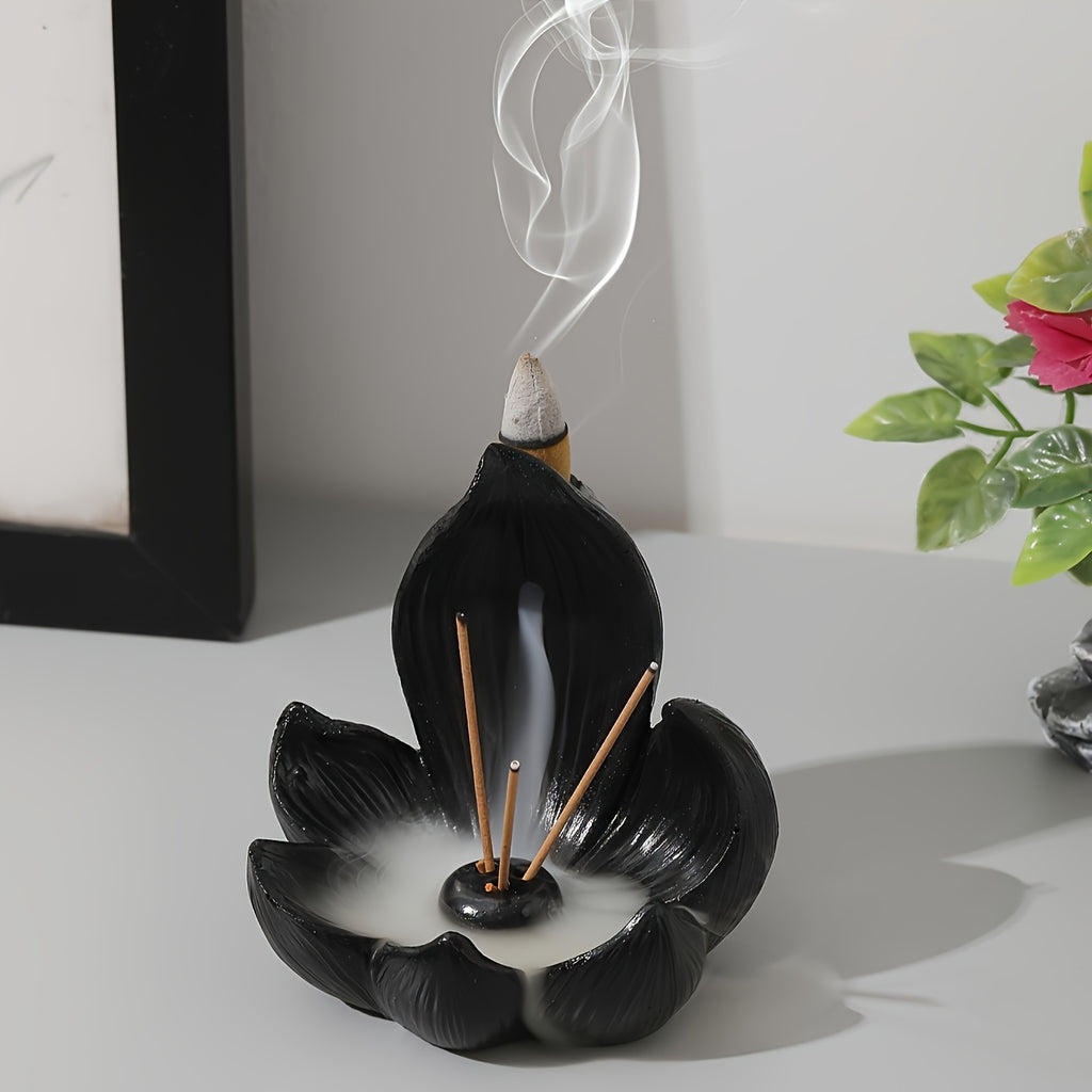 Unscented Resin Lotus Flower Incense Holder for Yoga, Meditation, and Home Decor, Ideal for Christmas, Halloween, Thanksgiving, and Ramadan