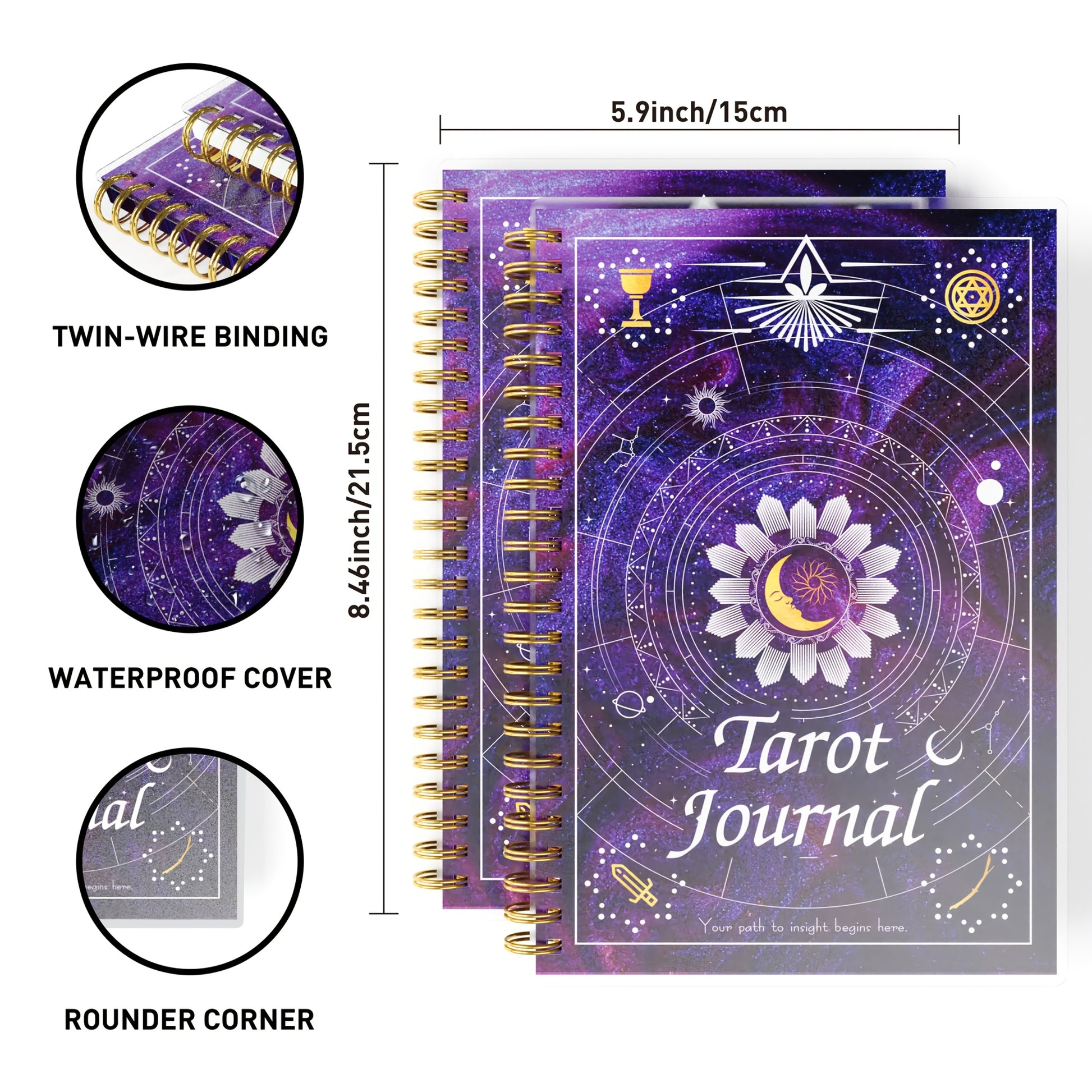 Tarot Journal for Card Reading, Daily Tracker and Reflection Planner, Mystic Notebook for Beginners and Experts, Divination and Manifestation Journal, A5 Planner for Tarot Spreads and Interpretations