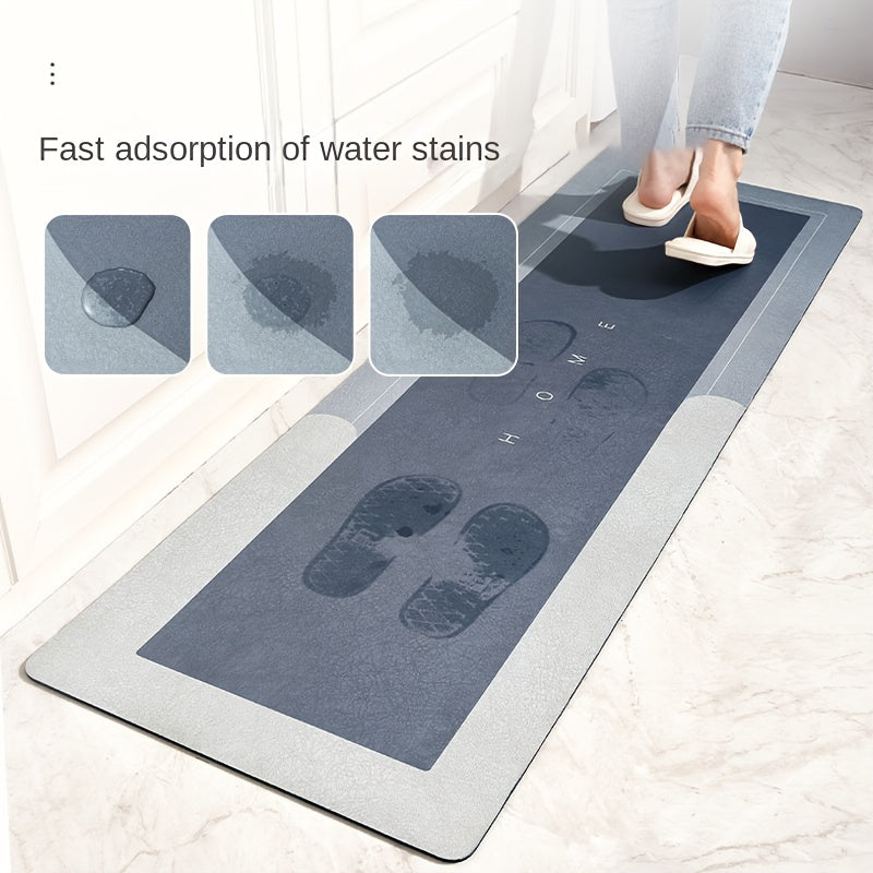 [1pc Non-Slip Kitchen Mat] 1pc Super Non-Slip Diatom Mud Kitchen Mat | 3mm Thick, 2.0kg/m², Natural Rubber Base, Scratch-Resistant, Easy to Clean & Wipe | Comfortable Standing Mat for Kitchens, Bathrooms, Entryways - Black, Multiple Sizes Available