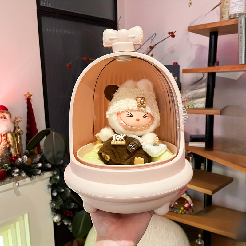 2025 New Release: Labubu & Crybaby Rotating Display Cabinet with 180° Spinning Door, Decorative Space & Clear View Window - Compatible with Pop Mart Collectible Figure Series - Perfect Gift for Collectors & Teen Enthusiasts, Collector's Showcase, Playful