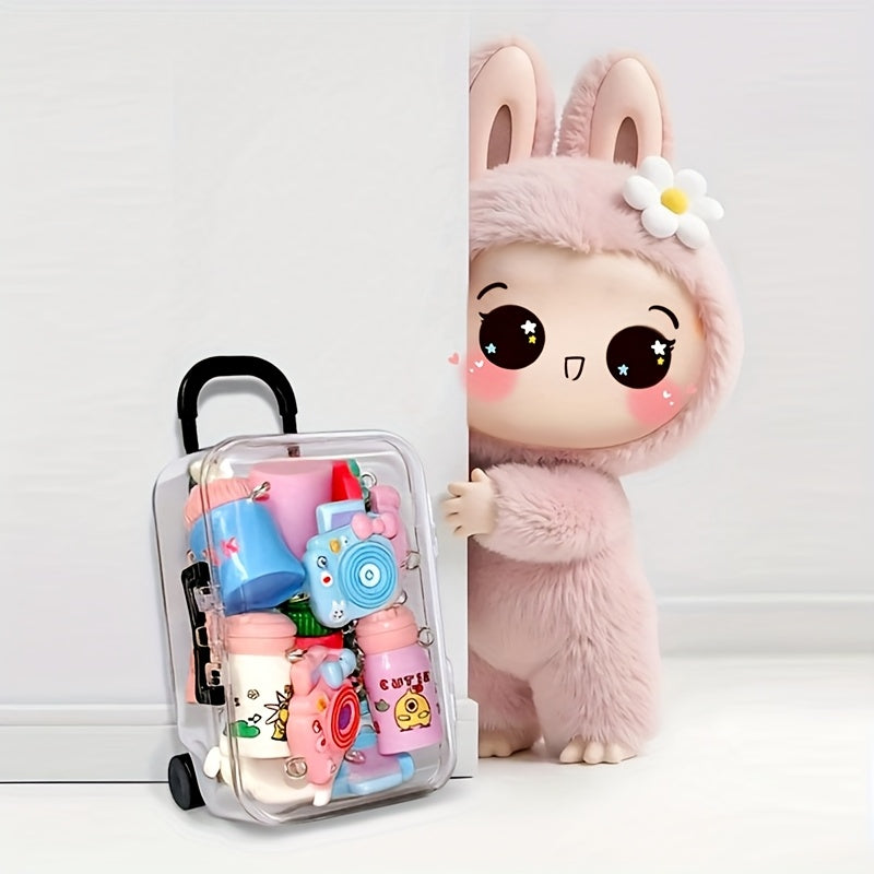 2pcs/4pcs BUBU Accessories. Mini Travel Suitcase Dollhouse Miniature Model Scene Props, OB11 Scene Decorations, Bubu Small Accessories Keychain Pendant Doll Ornament DIY Decoration Bottle Thermos Camera Bag Mini Figure Hanging Gifts for Festivals