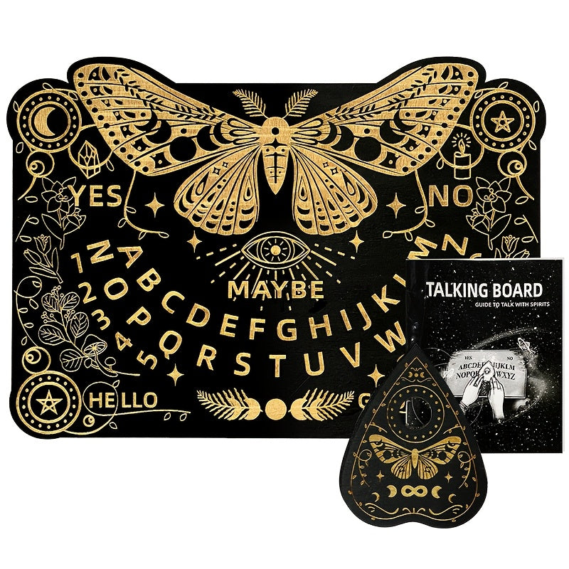 Wooden Butterfly-Themed Ouija Board Set with Instructions - Engraved Spirit Board for Wiccan Altar & Party Decorations, Perfect for Winter, New Year