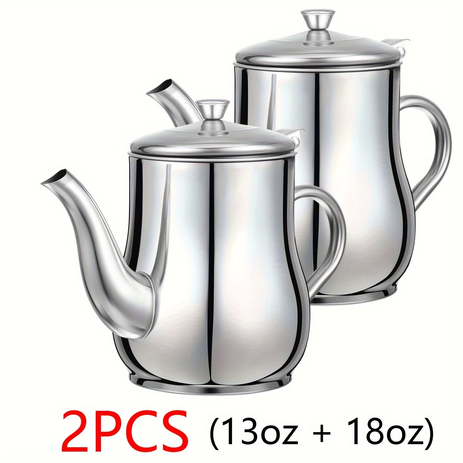 [Oil Strainer] Stainless Steel Oil Strainer Pot | 2pcs | 13oz + 18oz | Fine Mesh Strainer | Home Kitchen